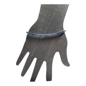 Blue Sapphire Clear CZ Tennis Bracelet Layering Set Stainless Steel 8.5" NWOT